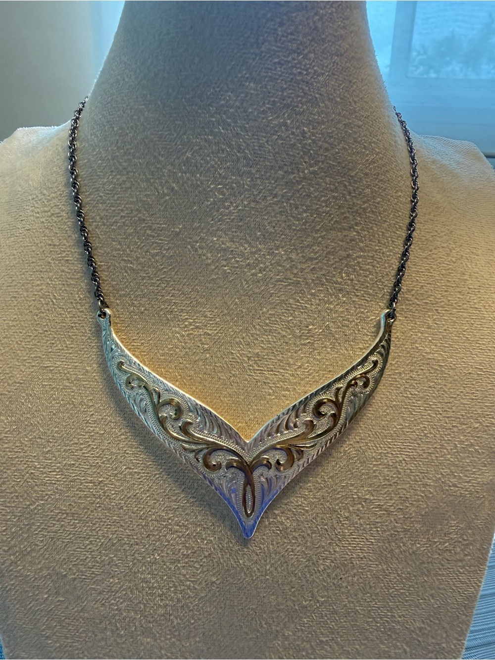 VTG Designer Montana Silversmiths Gold Plated Bib Necklace - Picture 2 of 5